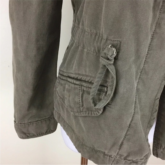 LUCKY BRAND Khaki Green asymmetrical military jacket L - Picture 8 of 11
